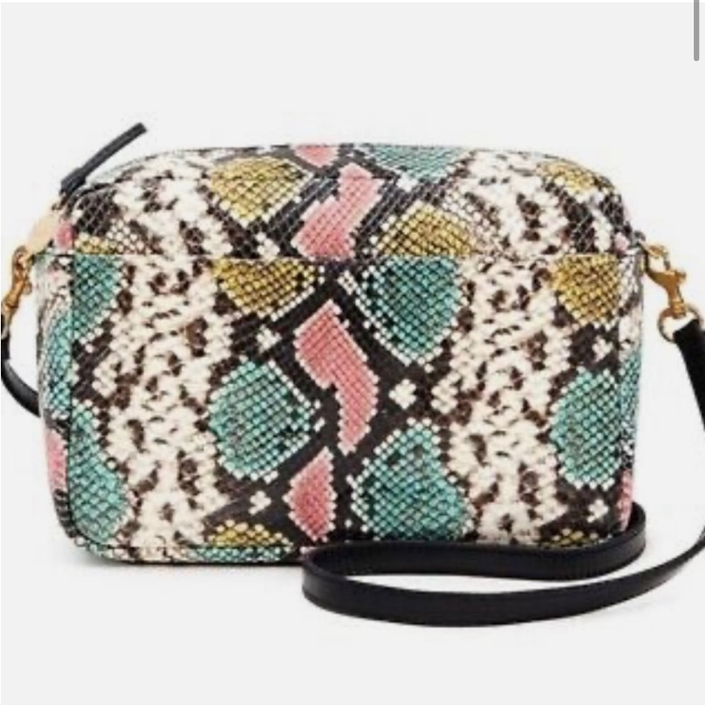CLARE V Marisol with Front Pocket (Crossbody Bag) in Pastel Painted Snake - EUC